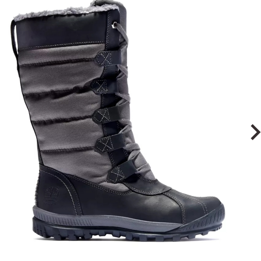Timberland Mt. Hayes EUC tall winter snow boots, waterproof black/gray size 8.